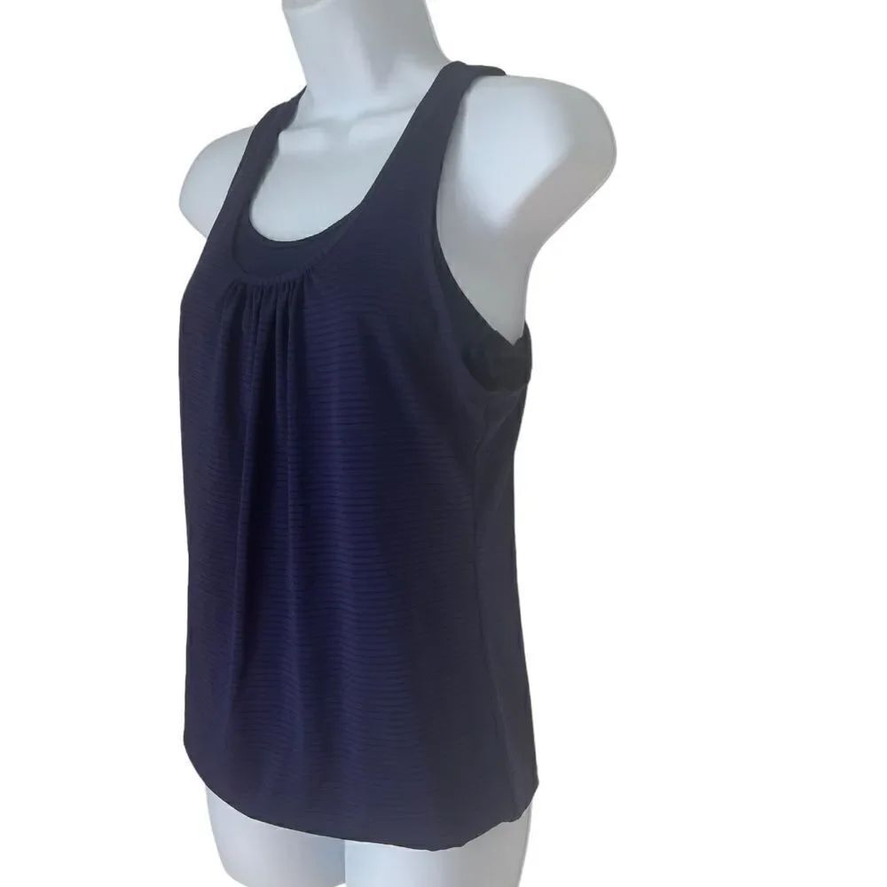 PrAna The Mika Double Layer Scoop Neck Purple Stripe Tank sz XS